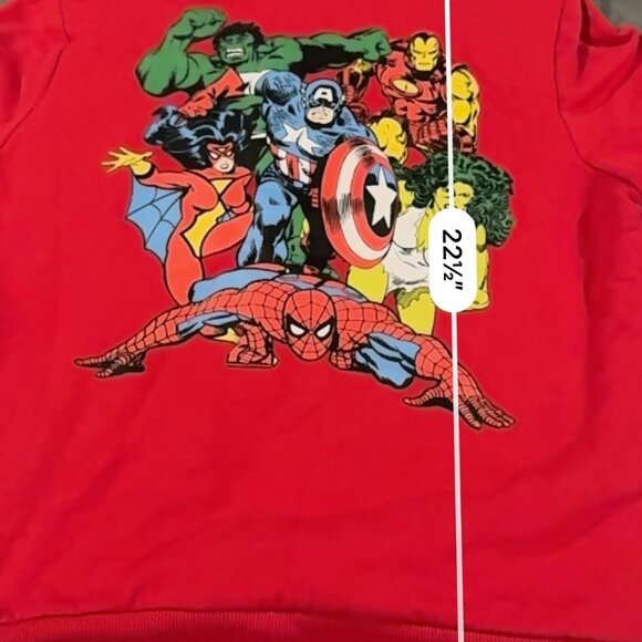 Marvel Comics Red Sherpa fleece lined hooded zipper jacket superhero - I1299  gr - Picture 10 of 11